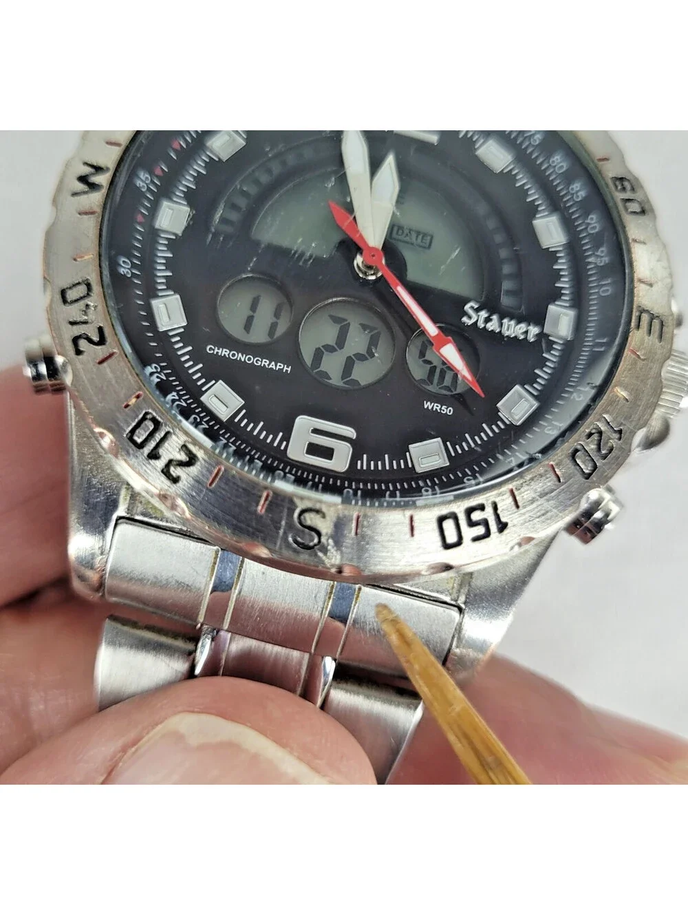 Stauer 19093 Compendium Hybrid Watch Mens 47mm Analog Digital Chronograph